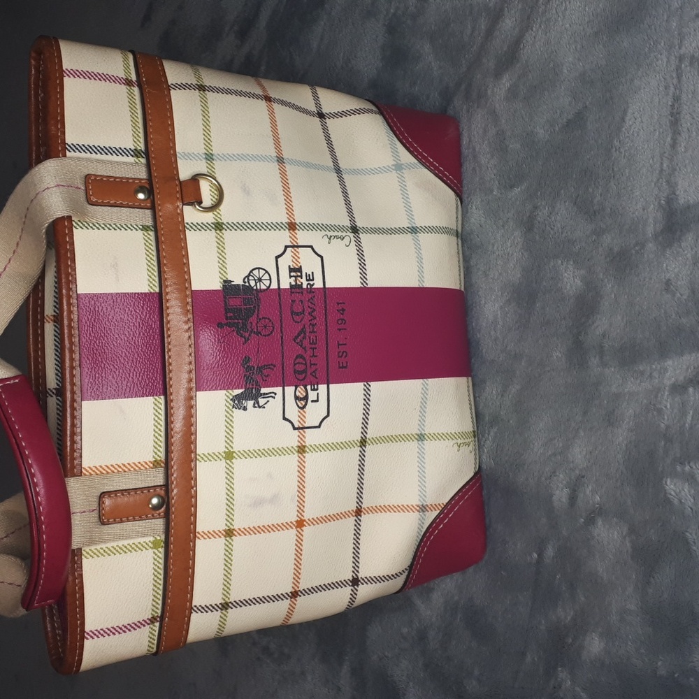 Coach~Pink Stripe Tattersall